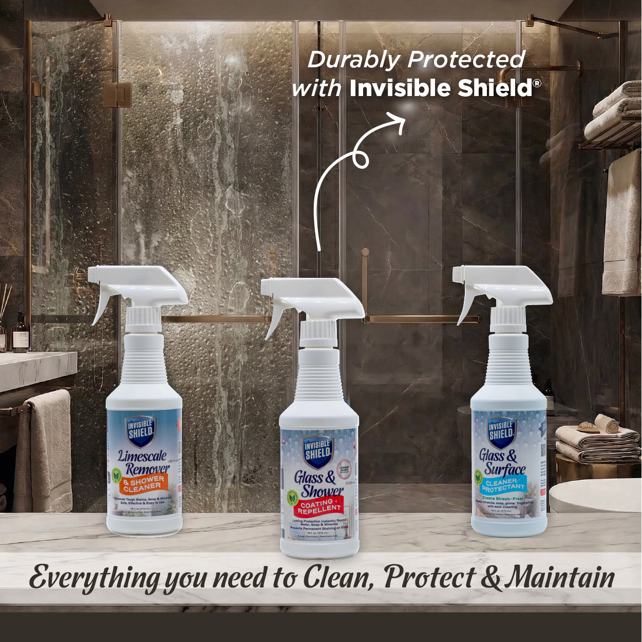 New, Invisible Shield Glass & Shower Cleaning & Protection Kit #72004