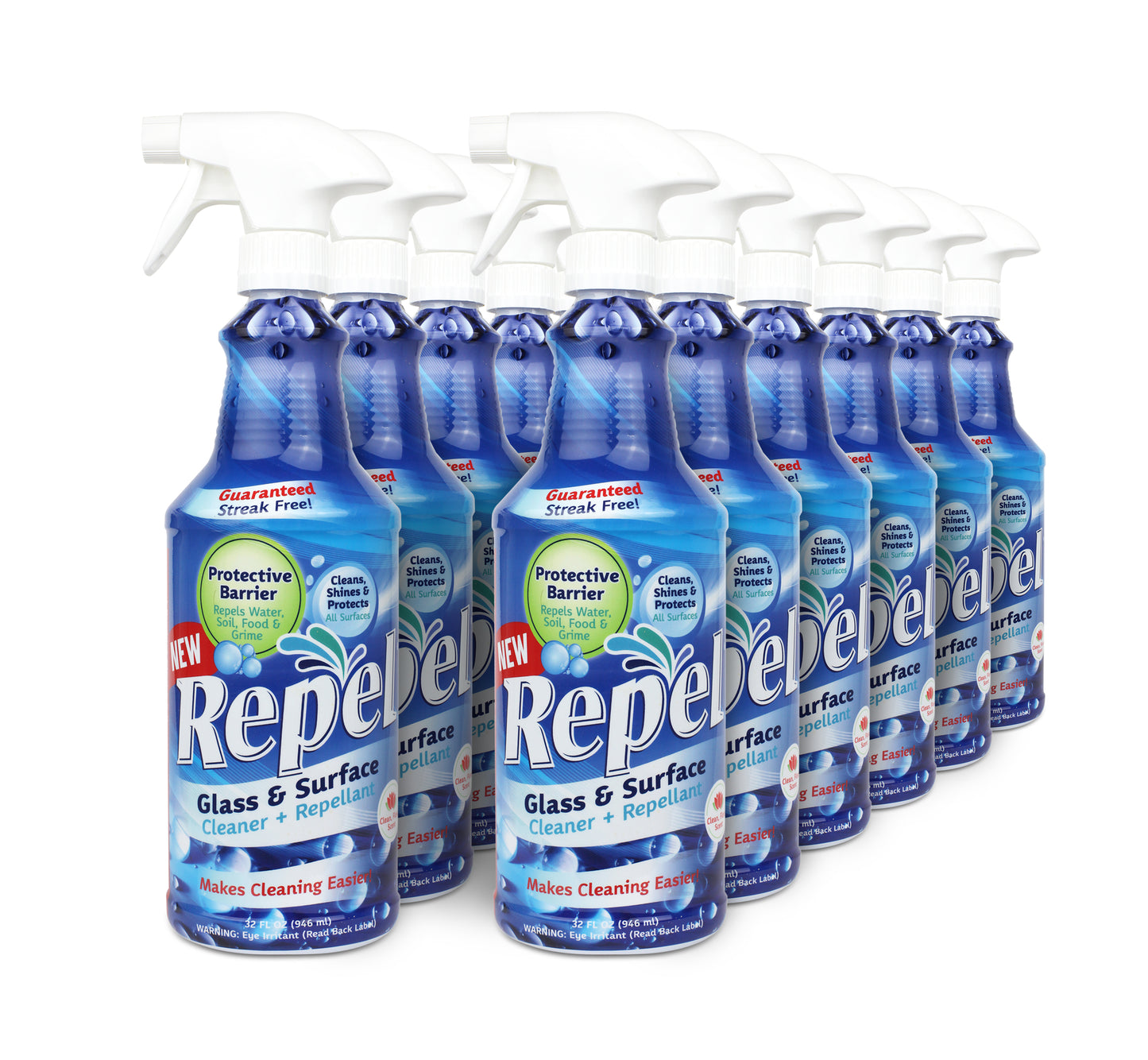 REPEL® Glass & Surface Cleaner w/ Micro emulsion Technology - 32oz - 12-PACK