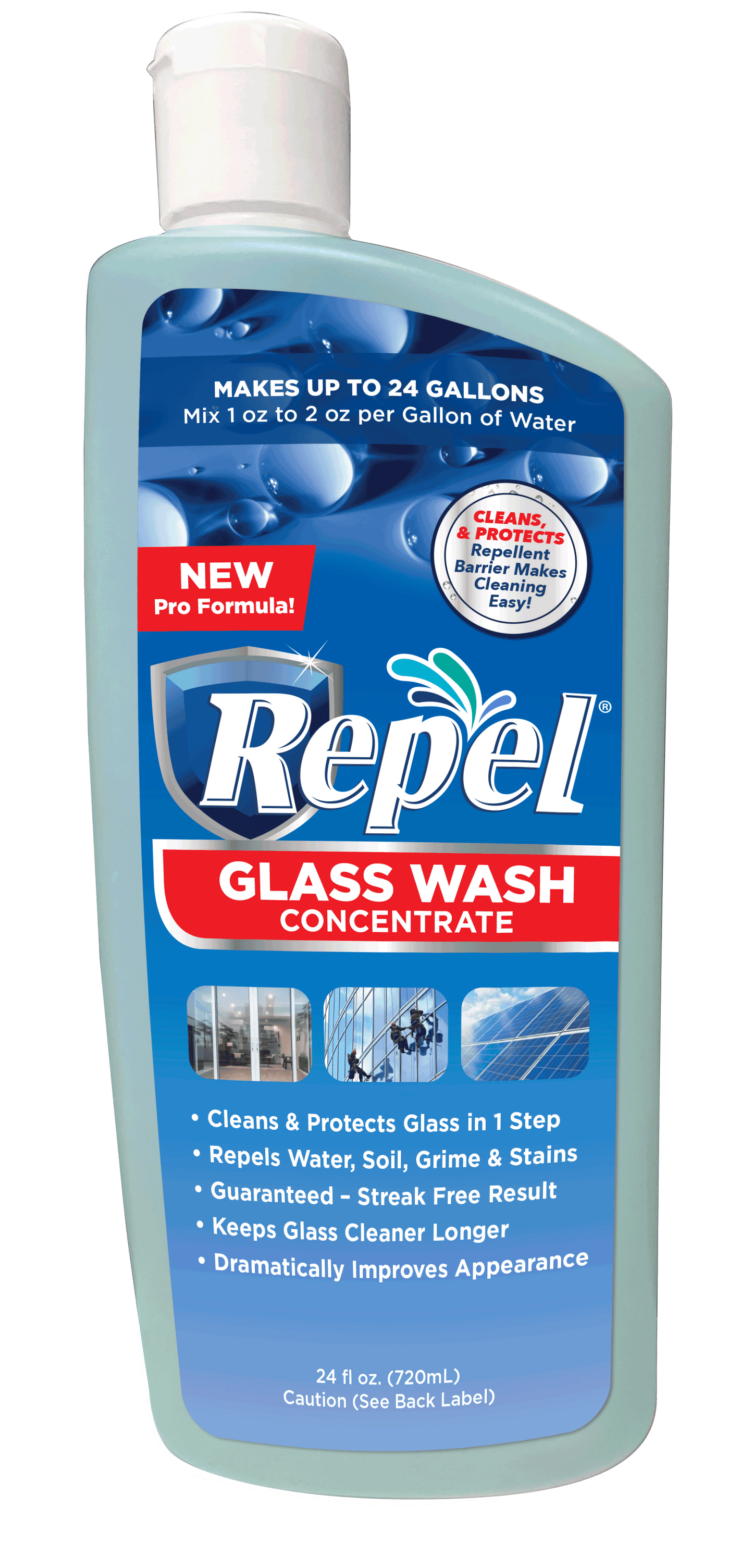 New, Glass Wash Concentrate Window Wash w/ Repellent-  24 fl oz.  Cleans & Protects/ Easily Diluted