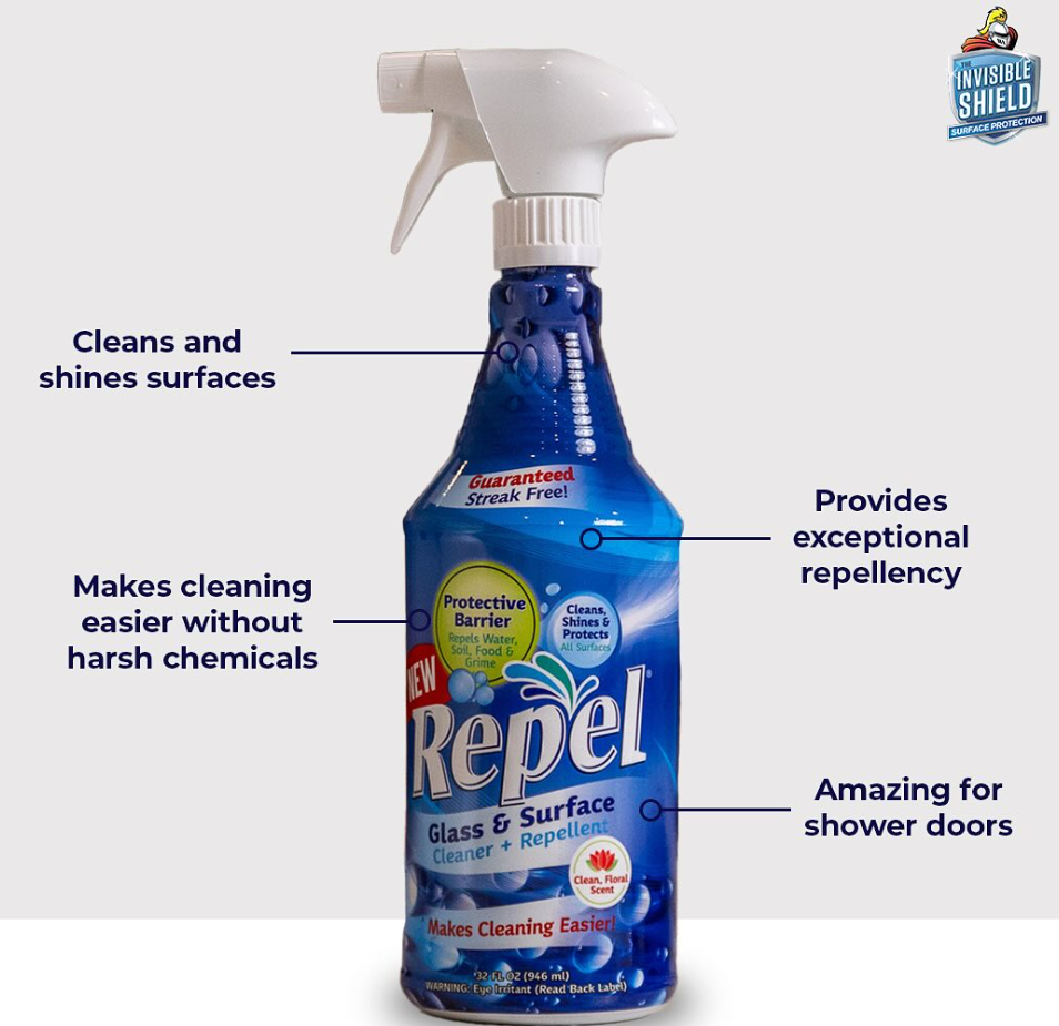 Repel® Glass & Surface Cleaner w/ enhanced shine & repellent - 32 oz - 2-PACK #77733