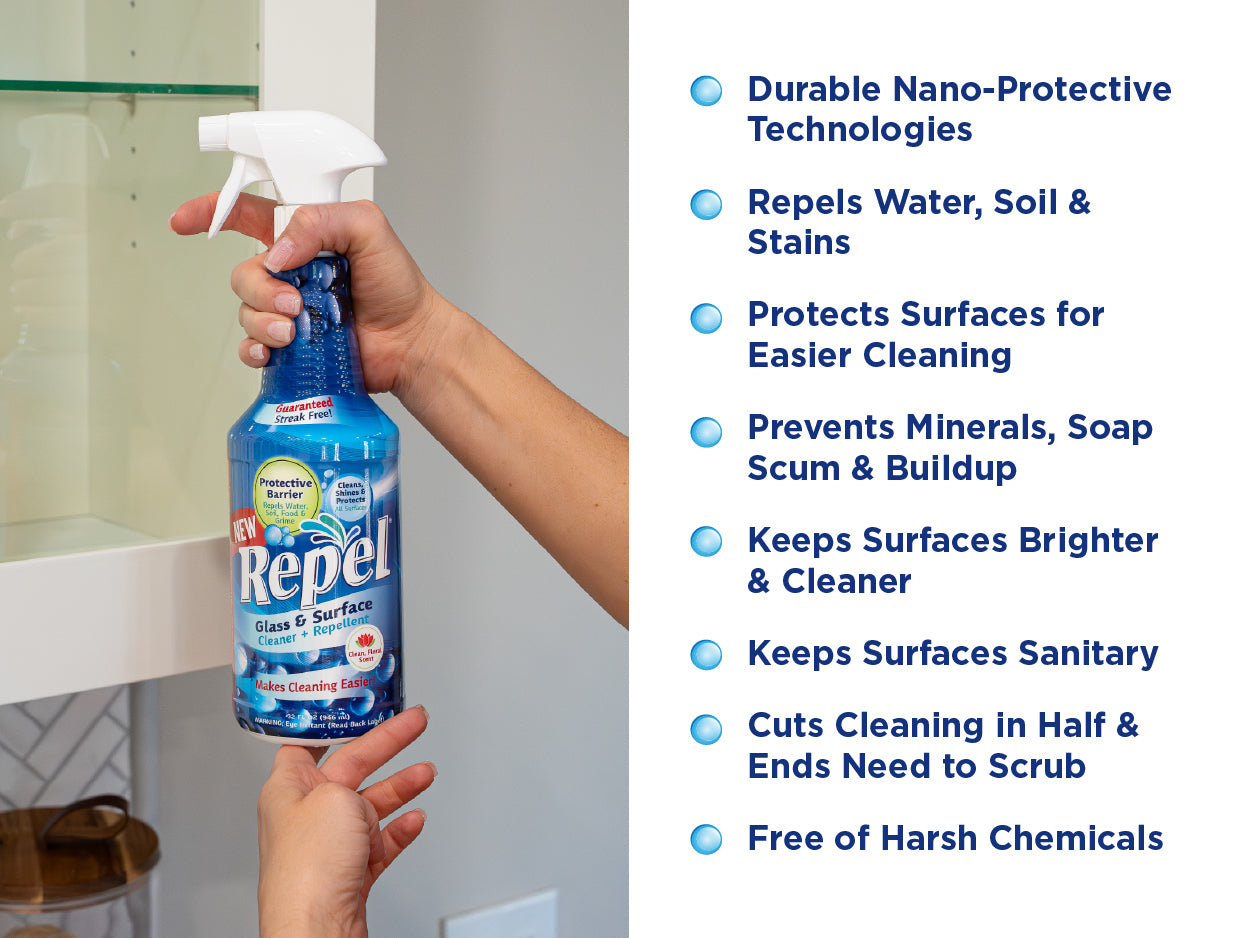 Repel® Glass & Surface Cleaner w/ enhanced shine & repellent - 32 oz - 2-PACK #77733