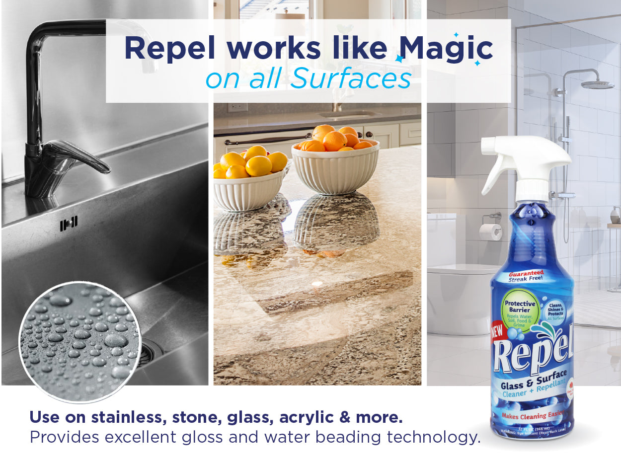 Repel® Glass & Surface Cleaner w/ enhanced shine & repellent - 32 oz - 2-PACK #77733