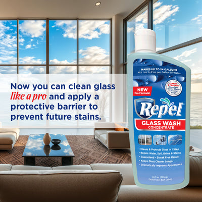 New, Glass Wash Concentrate Window Wash w/ Repellent-  24 fl oz.  Cleans & Protects/ Easily Diluted