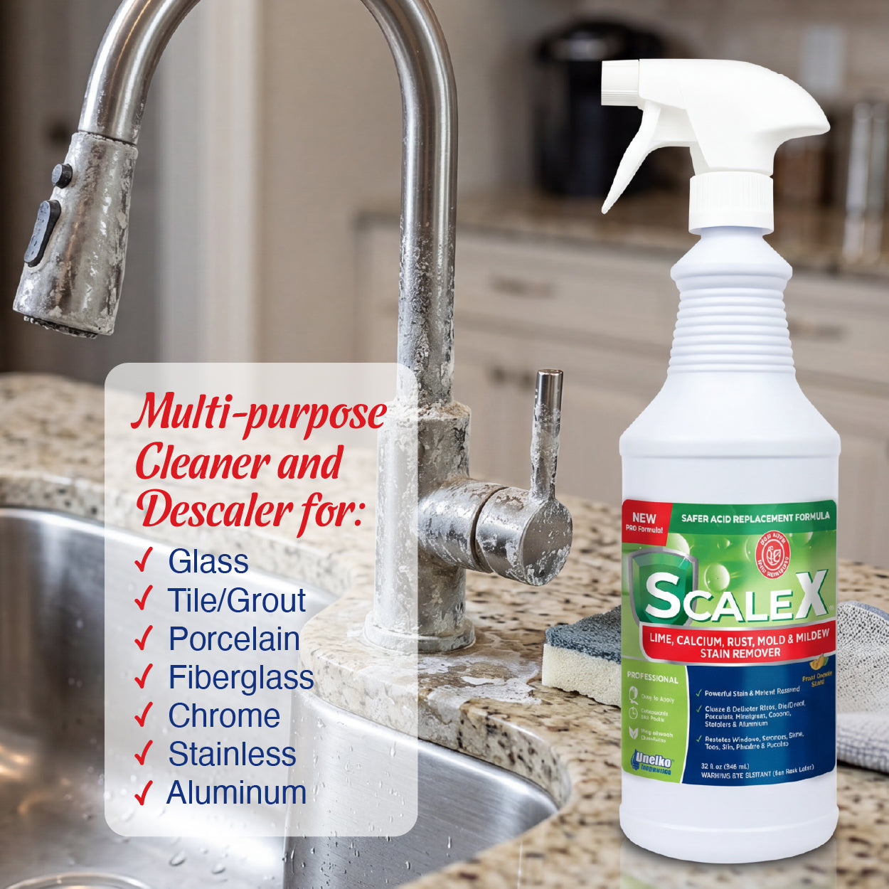 NEW Scale-X Lime, Calcium, Rust, Mold & Mildew Remover - 32oz - 12-PACK (Copy)